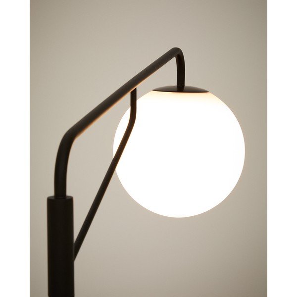Bílá/černá stojací lampa se skleněným stínidlem (výška 164 cm) Eilo – Kave Home-image-2