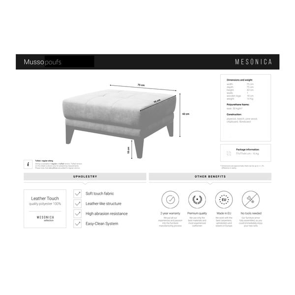 Koňakově hnědá kožená podnožka MESONICA Musso Tufted-image-4