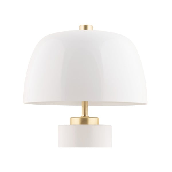 Bílá LED stmívatelná stolní lampa s kovovým stínidlem (výška 30 cm) Freya – Leitmotiv-image-3