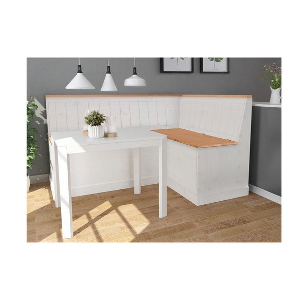 Bílá variabilní rohová lavice z borovicového dřeva s úložným prostorem Støraa Silas-image-3