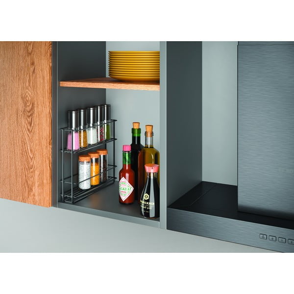 Černá výsuvná nástěnná dvoupatrová police na koření Metaltex Lava-image-2