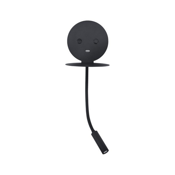 Černé hliníkové LED nástěnné svítidlo s ohybatelnou konstrukcí/s USB portem Eclip – Nova Luce