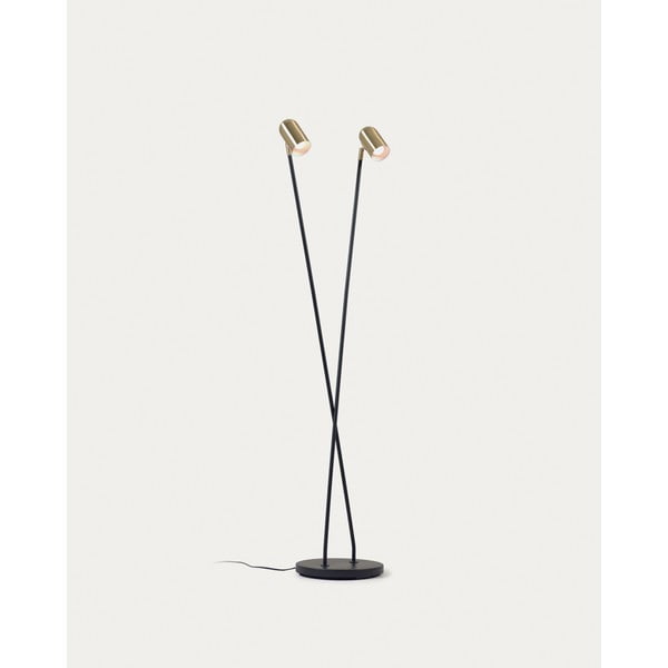 Černá/ve zlaté barvě stojací lampa s kovovým stínidlem (výška 152 cm) Clemence – Kave Home-image-3