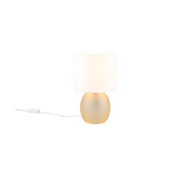 Stolní lampa v bílé a zlaté barvě s textilním stínidlem (výška 29 cm) Vela – Trio-image-3