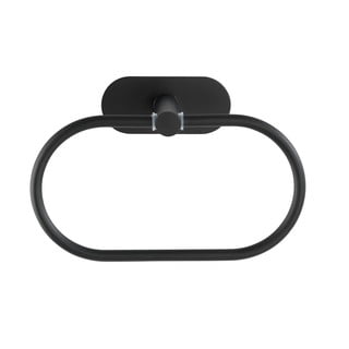 Matně černý nástěnný držák na ručníky z nerezové oceli Wenko Orea Ring Turbo-Loc®