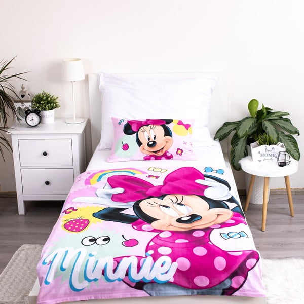 Růžové bavlněné dětské povlečení do postýlky 100x135 cm Minnie "Sweet" – Jerry Fabrics-image-2