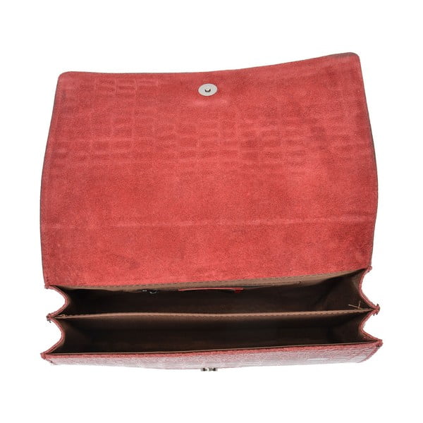 Červená kožená kabelka Carla Ferreri Chain-image-3