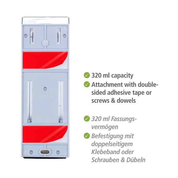 Nástěnný plastový dávkovač mýdla ve stříbrné barvě 0.32 l Istres – Wenko-image-4