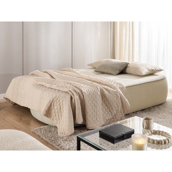 Béžová/taupe sametová rozkládací/s úložným prostorem pohovka 210 cm Saga – Ropez-image-3