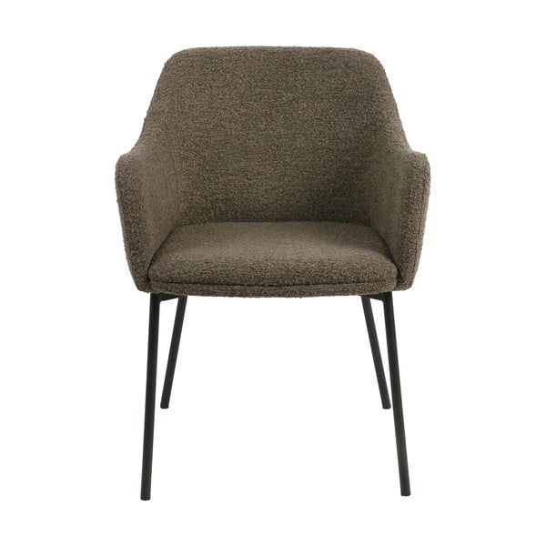 Hnědé čalouněné jídelní křeslo s područkami Melilla – House Nordic-image-3