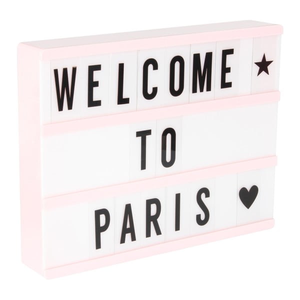 Světle růžová světelná tabule se 3 řádky Opjet Paris Affichage