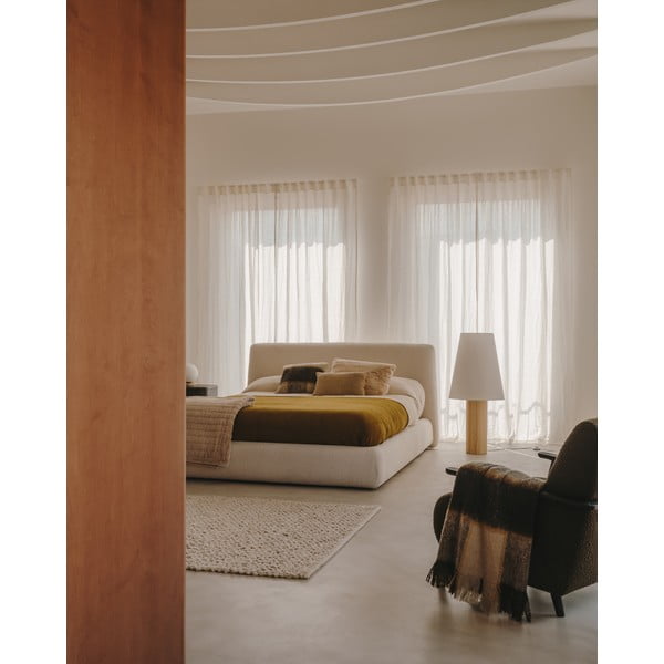 Stojací lampa s textilním stínidlem v bílo-přírodní barvě (výška 110 cm) Marga – Kave Home-image-2