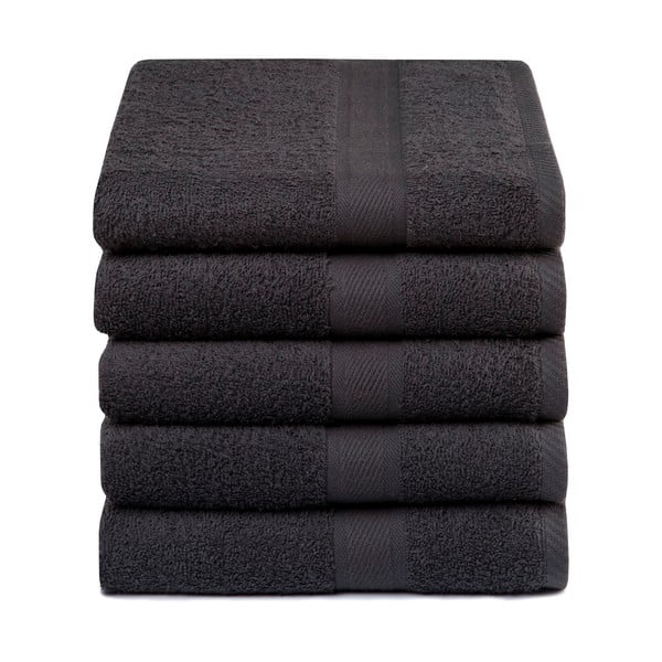 Sada 5 tmavě šedých ručníků Ekkelboom, 50x100 cm