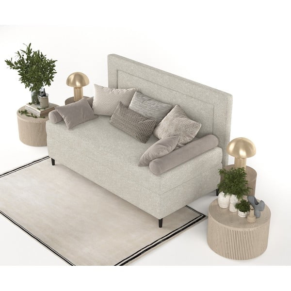 Šedobéžová čalouněná jednolůžková postel 90x200 cm Alba – Maison de Rêve-image-4