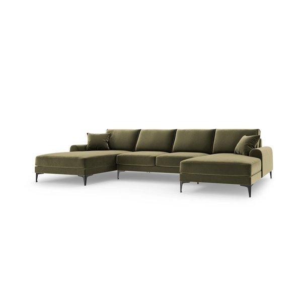 Zelená sametová pohovka do "U" Mazzini Sofas Madara-image-2