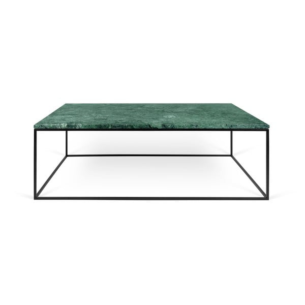 Zelený mramorový konferenční stolek s černými nohami TemaHome Gleam, 75 x 120 cm