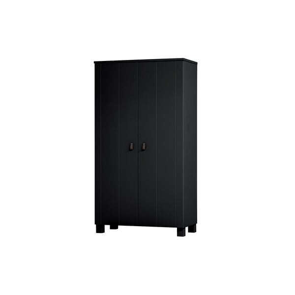 Černá šatní skříň z borovicového dřeva 111x202 cm Ties – WOOOD-image-3