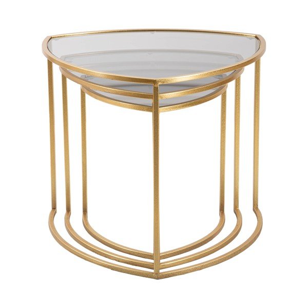 Kulaté konferenční stolky v sadě 3 ks se skleněnou deskou ve zlaté barvě ø 60 cm Triangle – Mauro Ferretti-image-2