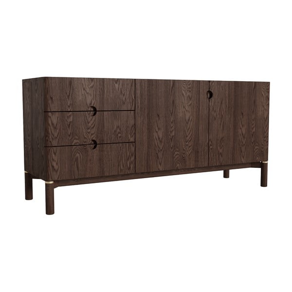 Tmavě hnědá nízká komoda v dekoru dubu 160x73 cm Arun – Unique Furniture