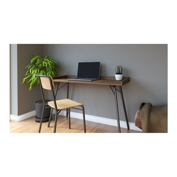Pracovní stůl s deskou v dekoru ořechového dřeva 52x115 cm Rayburn – Woodman-image-1
