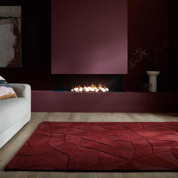 Vínový ručně tkaný vlněný koberec 160x230 cm Shard Red – Flair Rugs-image-1