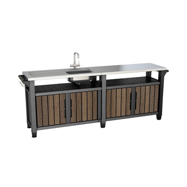 Zahradní kuchyň v dekoru ořechu 237x52 cm Unity Chef – Keter
