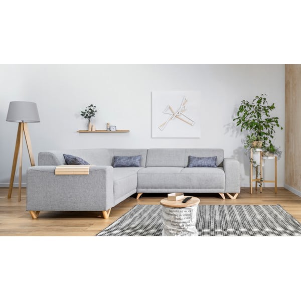 Světle šedá rozkládací/s úložným prostorem rohová pohovka (levý roh/do L) Classy Sophie – Miuform-image-1