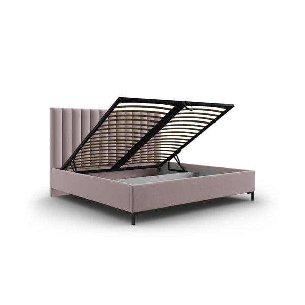 Světle růžová čalouněná dvoulůžková postel s úložným prostorem s roštem 200x200 cm Casey – Mazzini Beds-image-3
