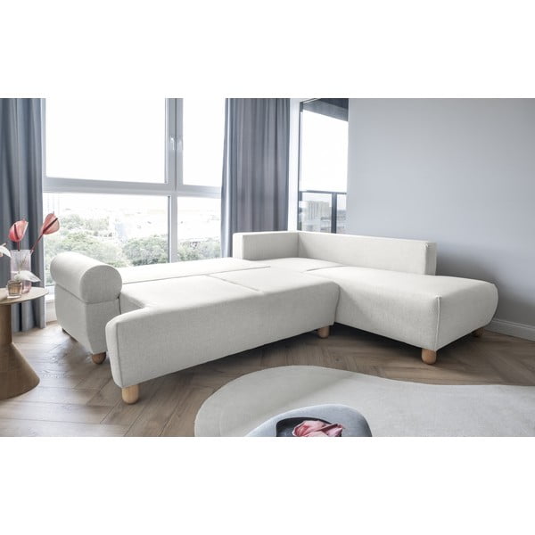 Krémová rozkládací rohová pohovka (pravý roh) Bouncy Olli – Miuform-image-4