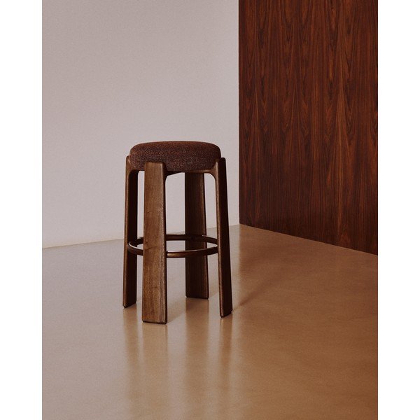 Hnědá/v tmavě přírodní barvě barová stolička z jasanového dřeva (výška sedáku 75 cm) Granite – Kave Home-image-1