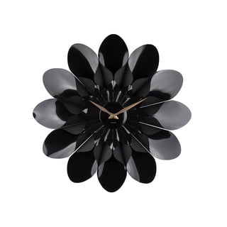 Černé nástěnné hodiny Karlsson Flower, ø 60 cm