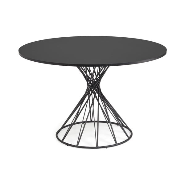 Černý kulatý jídelní stůl s černou deskou ø 120 cm Niut – Kave Home