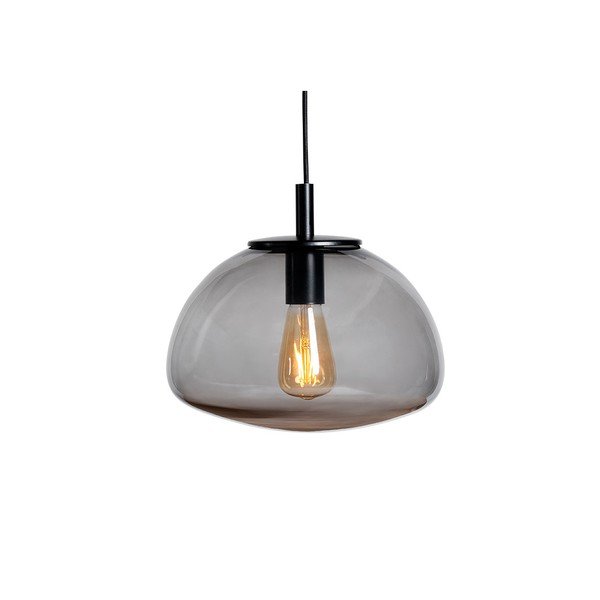 Černé závěsné svítidlo se skleněným stínidlem ø 30 cm Flin – CustomForm