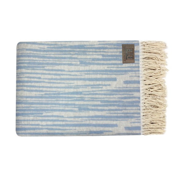 Modrý bavlněný pléd Stripes, 130 x 170 cm
