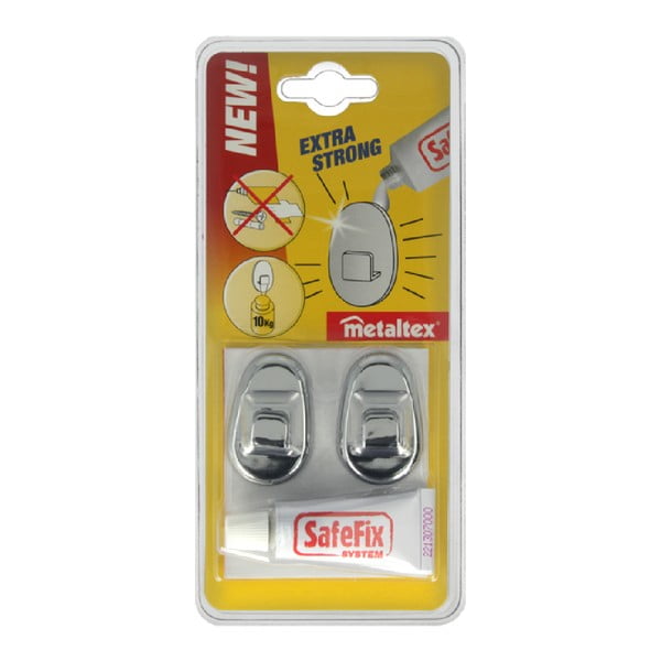 Sada 2 ks háčků a lepidla Metaltex Silver-image-2