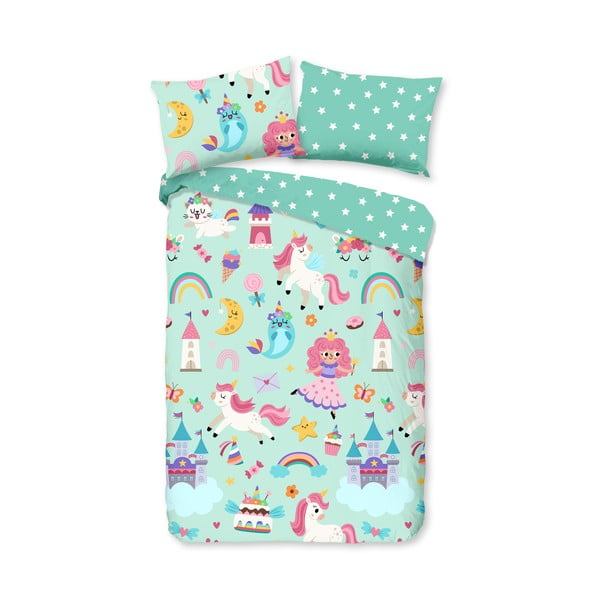 Bavlněné dětské povlečení do postýlky v mentolové barvě 100x135 cm Fantastic – Good Morning