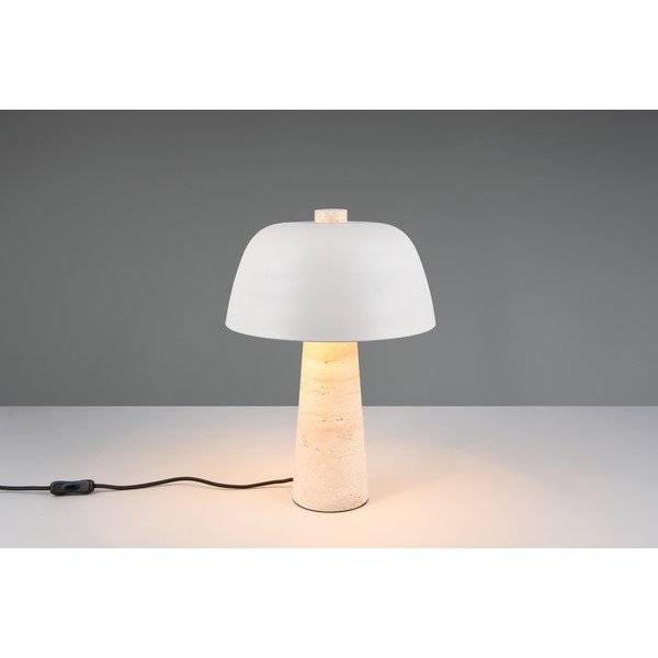 Bílá/béžová stolní lampa s kovovým stínidlem (výška 41 cm) Timba – Trio Select-image-2