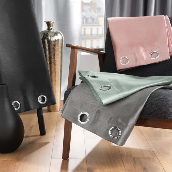 Modrý závěs z mikrosaténu 140x240 cm Shana – douceur d'intérieur-image-4