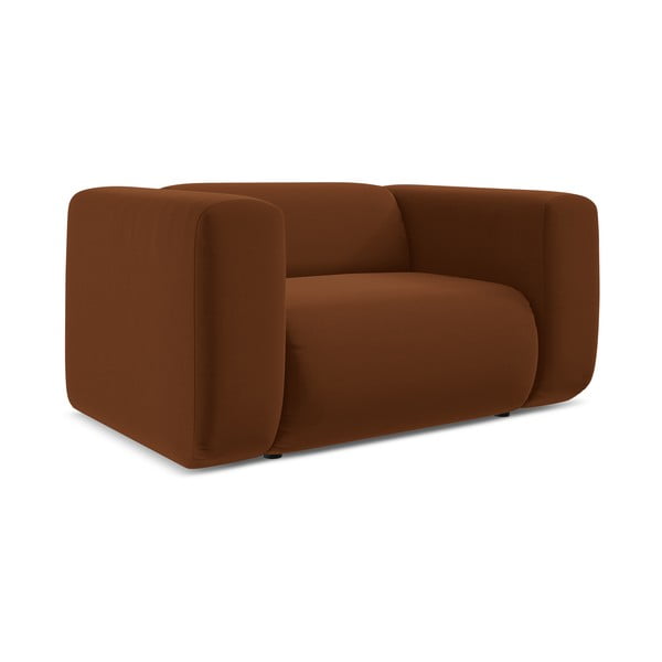 Oranžové/hnědé sametové křeslo Ekahi – Makamii