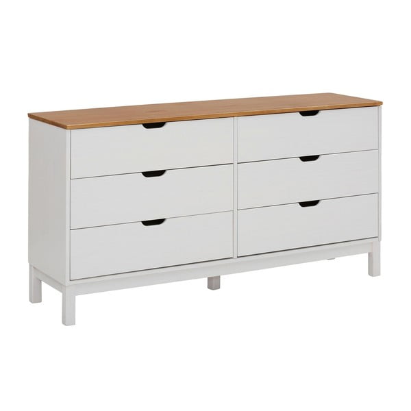 Bílá nízká komoda z borovicového dřeva 150x75 cm Post – Støraa-image-2