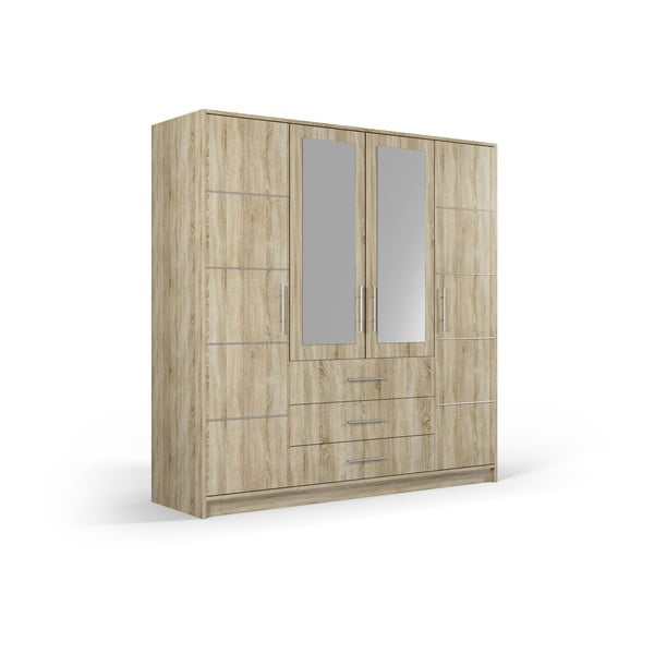 Šatní skříň v dekoru dubu se zrcadlem 196x200 cm Derry - Cosmopolitan Design-image-2