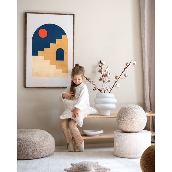 Krémový dětský puf z textilie bouclé – Wigiwama-image-3