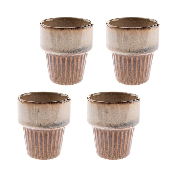 Béžové šálky v sadě 4 ks na espresso z kameniny 100 ml Tone – Dakls