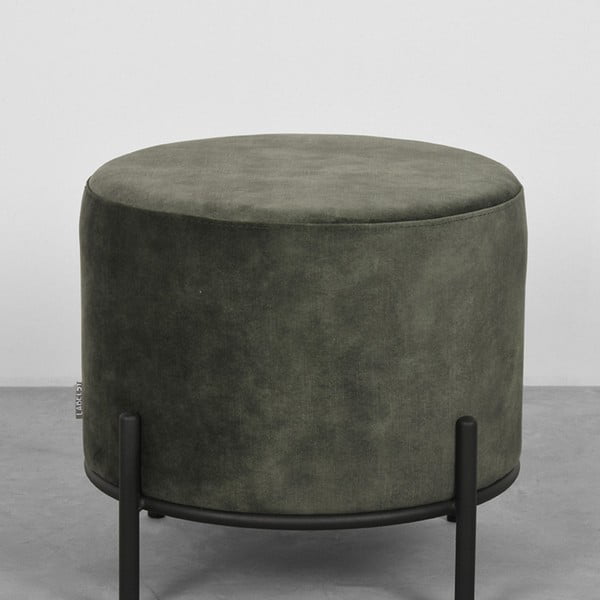 Khaki sametový taburet Troy – LABEL51-image-1