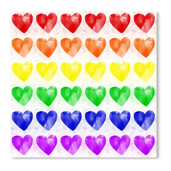Plakát Americanflat Rainbow Hearts, 30 x 30 cm