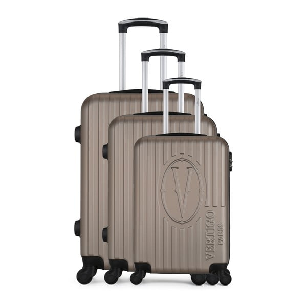 Sada 3 hnědobéžových cestovních kufrů na kolečkách VERTIGO Cadenas Integre Roues
