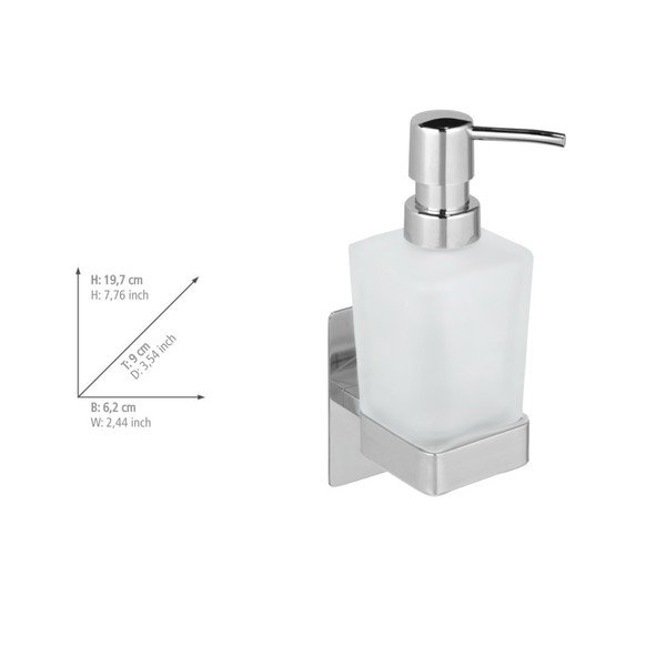 Samodržící skleněný dávkovač mýdla v leskle stříbrné barvě 200 ml Genova – Wenko-image-3