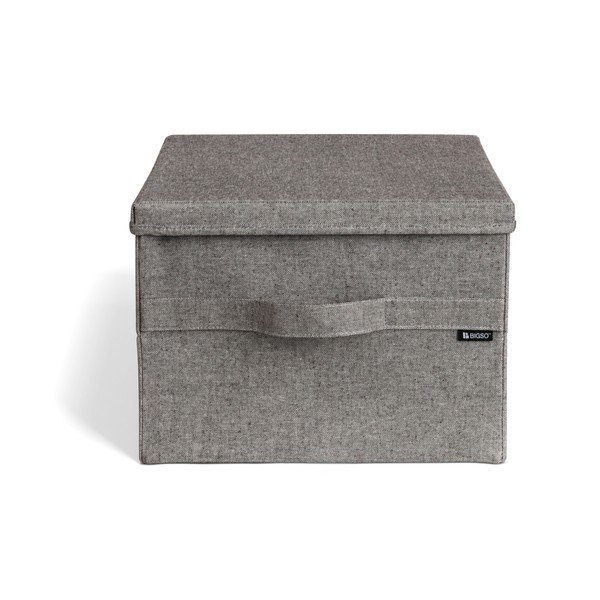 Šedý látkový úložný box s víkem 36x46x25 cm Soft Storage Large – Bigso