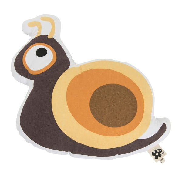 Dětský hnědý polštář s potiskem Sebra Snail
