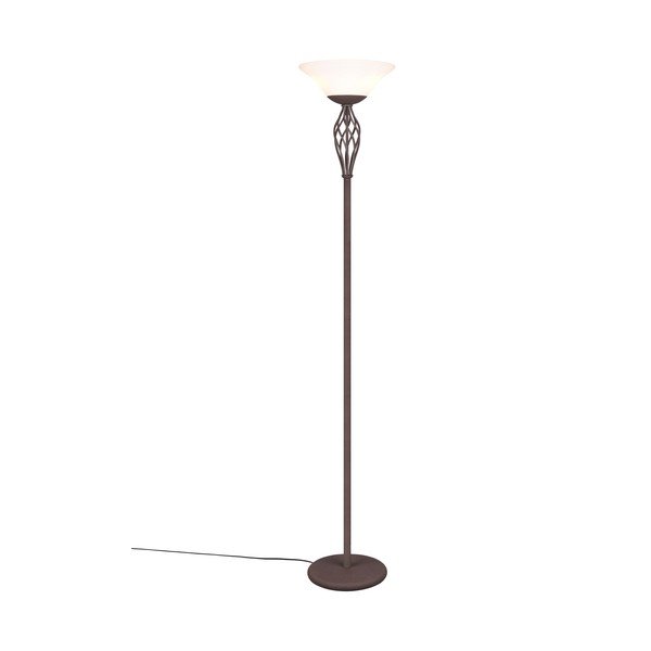 Tmavě hnědá stojací lampa se skleněným stínidlem (výška 180 cm) Rustica – Trio-image-2